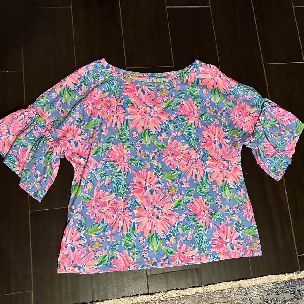 Lilly Pulitzer blue and pink flower top